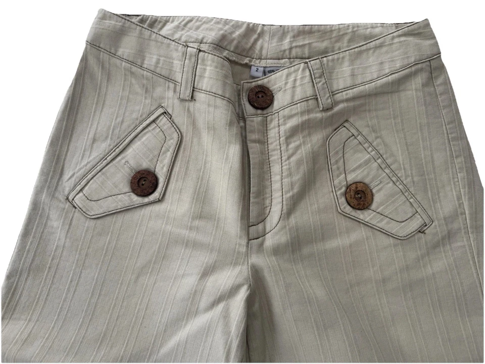 Pantalones Cortos Kensie Talla 2 Beige Texturizado Rayas Nuevos Foto 3 de 4