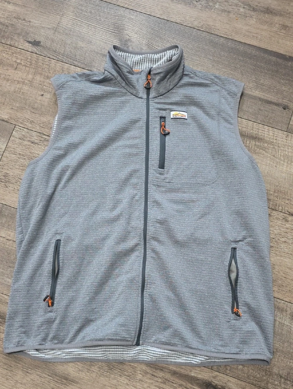 Orvis Vest Horseshoe Hills Grid Fleece Full Zip Fishing Mens Gray