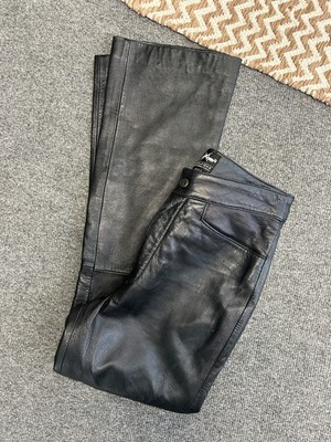 VTG Wilsons Leather Maxima Pants Womens 2 Black Genuine Leather Bootcut Lined