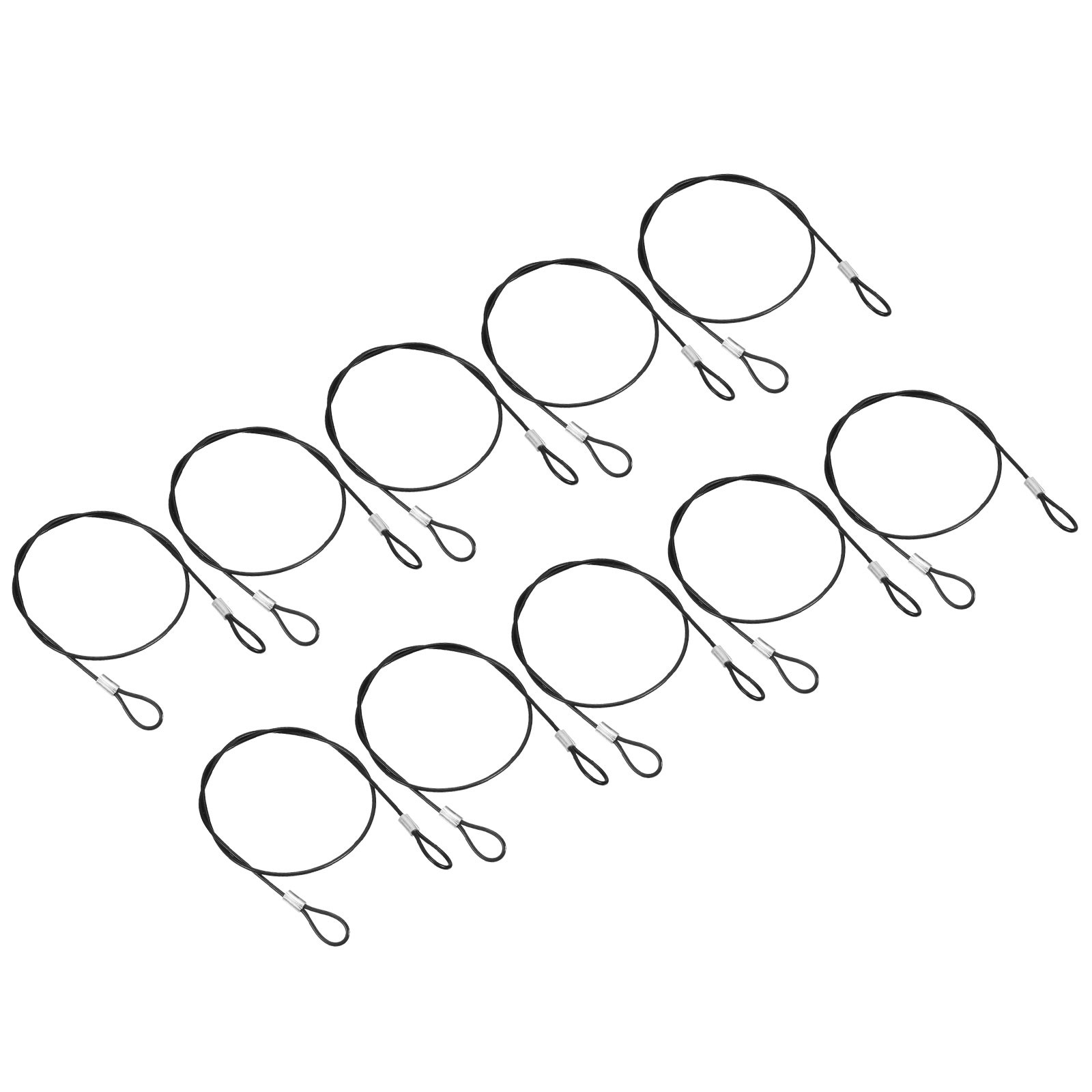 2Ft Safety Cable Lock 10Pack Stainless Steel 2mm Dia Security Wire Rope,Black