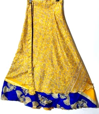 Incredible-art Vintage Silk Sari Magic Wrap Skirt Reversible Hippie Sarong