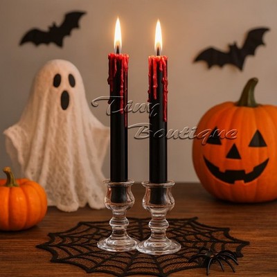 Halloween schwarz blutende Kerzen Schreck tropfen weinend rote Vampir Tränen 2er Pack