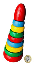 Toy Ring Stacking Tower Brio Sweden Wood Wooden Vintage ra