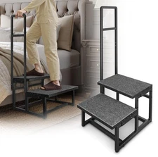 2-Step Stool with Handle for Elderly, Heavy Duty Non-Slip Step Stool for High...