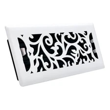 Sierra Grates Floral Design Glacier White Metal Floor Registers - 2 Common Sizes