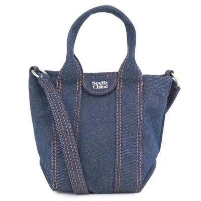 See by Chloe Shoulder Bag Handbag 2way Denim Blue Gold hardware