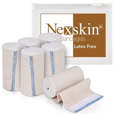 Elastic Bandage Wraps 4'' Wide - 6 Pack, Latex-Free Compression Bandages, Washabl