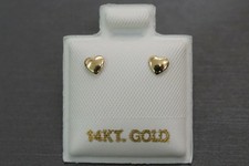 Womens Girls 14K Yellow Gold Kids Small Polished Heart Earrings w/Push Back