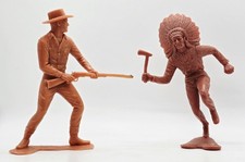 1964 Louis Marx Sheriff Lawman Marshall W/Rifle Cowboy Indian 6  Plastic Figures