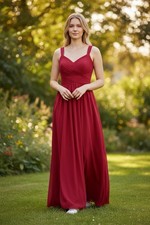 Prom Formal Wedding Ball Full Length Gown Red Sleeveless Size M/8 New 3103