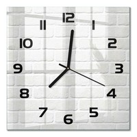 Glasuhr Quadratisch Aus GehäRtetem Glas Backsteinwand Schwarze Zeiger 30X30 Cm