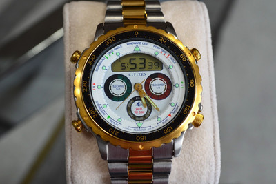 NOS CITIZEN C050 YACHTING SAILING WATCH ANA/DIGITAL 1992 VINTAGE HELLY HANSEN