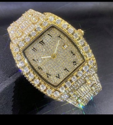 Men's Diamond Watch, Original Ice Out Shiny Party Clock