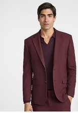 Express Men's Burgundy 2-Piece Suit Set Jacket Pants Size 34 Jacket / 30 Pants