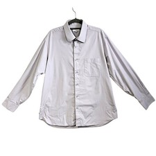 Modena Men's LX Button Down Dress Shirt Solid Light Gray Classic Professional