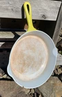 Griswold #8 Cast Iron Skillet Yellow Enamel Erie PA Vintage 1940's-50's