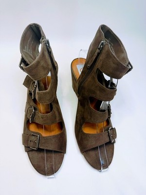 Dolce Vita Lorena Women's 1.5'' Brown Suede Strappy Gladiator Buckle wedge 8.5