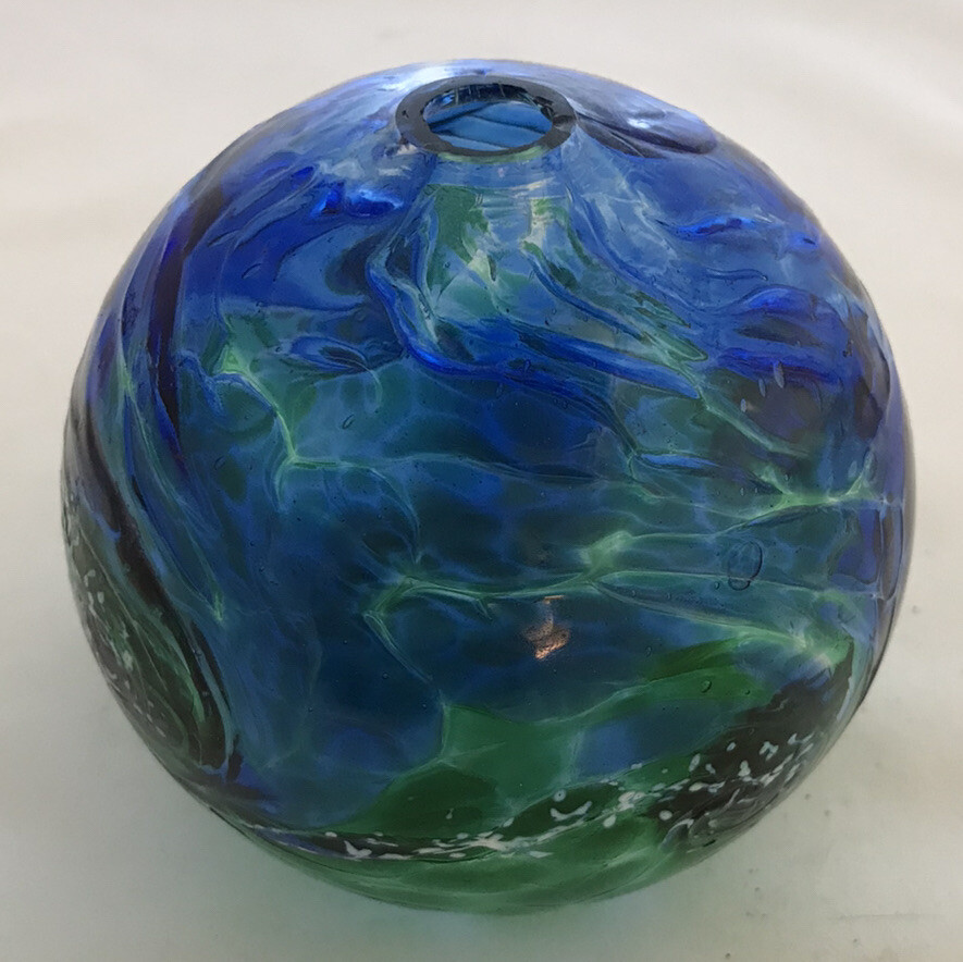 Kitras Art Glass Oil Lamp Blue & Green 4” eBay