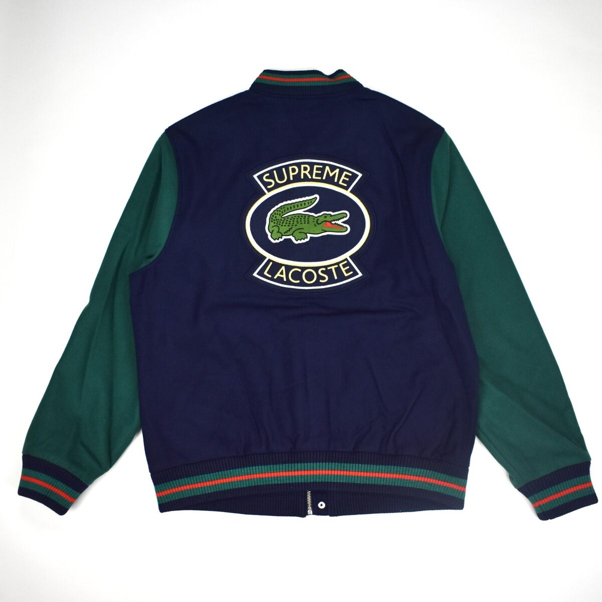 NWT Supreme Lacoste ICONIC Navy Green Wool Varsity Jacket NWT Supreme Lacoste ICONIC Navy Green Wool Varsity Jacket