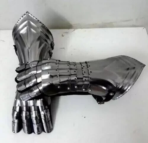 Steel Medieval Gothic Gauntlets Armor Hand Gloves Warrior Cosplay Roleplay Gift - Picture 4 of 7