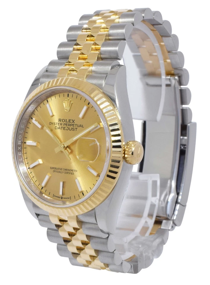 Reloj Rolex Datejust 36 oro amarillo/acero esfera champán para hombre '18+ 126233 Foto 3 de 4
