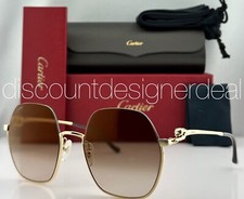 Cartier CT0267S 002 Women Sunglasses Gold Frame Brown Gold Flash Lens 58mm NEW