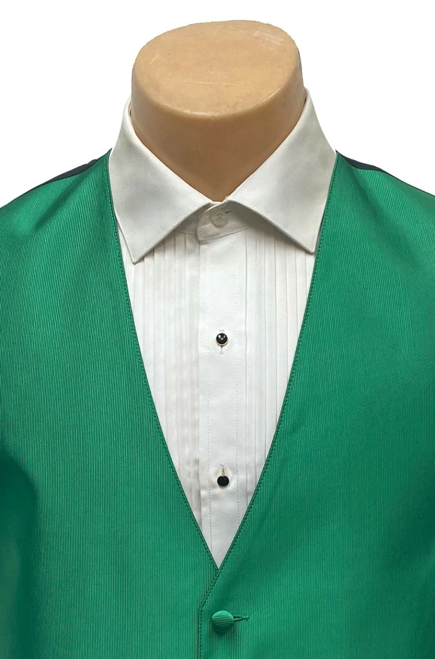 Men's Kelly Green Tuxedo Vest Fullback Wedding Groom Prom Church Suit Medium M - Image 2 of 4