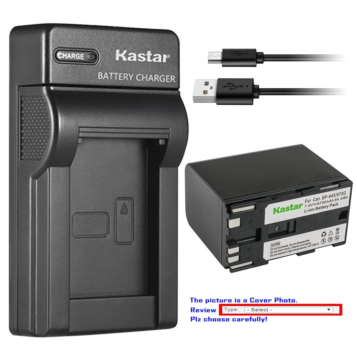 Kastar Battery Slim Charger for Canon BP-970G BP-945 & Canon EOS