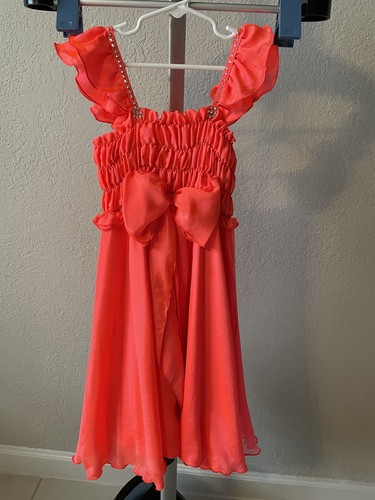 Girls Red Cocktail Dress Pleated Skirt Size ~9-10 Y.o - Bild 2 von 7