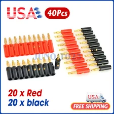 40pcs 4mm Wire Cable Screw Connector Gold Plated Banana Plugs Audio Jack Speaker