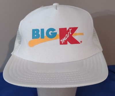 Vintage Big K Kmart White Trucker Snapback Adjustable Baseball Ball Cap Hat 