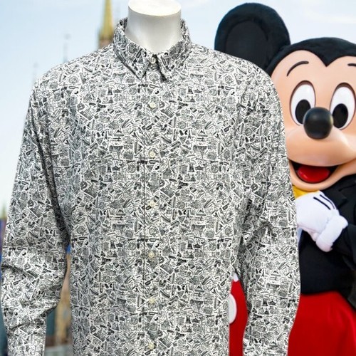 Disney Parks Shirt Magic Kingdom Attractions schwarz weiß All Over Print Shirt XL