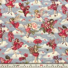 Petal Fairies Flower Fairies 2008 Michael Miller Glitter Cotton by the HALF YARD