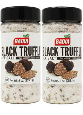 Badia  Black Truffles Sea Salt 9 oz - Sal Marina y Trufas Negras 9 oz (2 Pack)