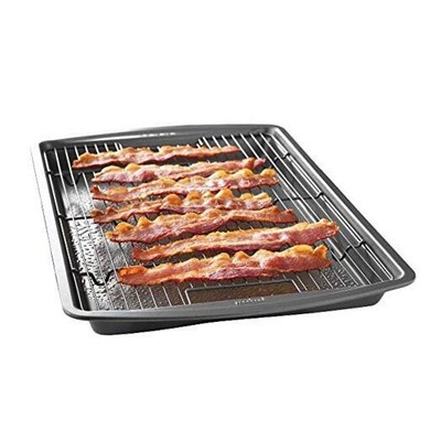 GoodCook Premium Nonstick Crispy Baking Bacon Pan Set, 15x10.5, Dark Gray 