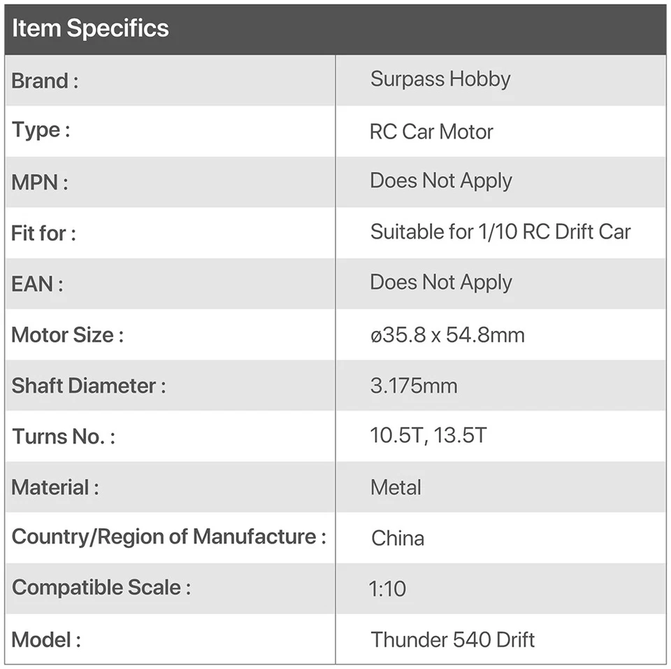 Rocket-RC Thunder 540 Sensored Brushless Motor 160A ESC for 1/10 RC Car Traxxas - Image 4 of 4
