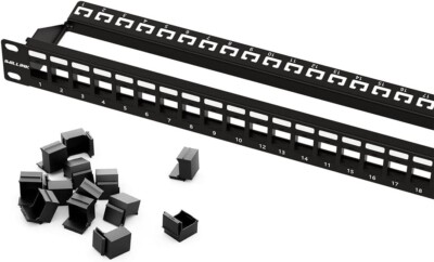 24 Port Blank Keystone Patch Panel with 12-Pack Blank Keystone Jack Inserts 1...