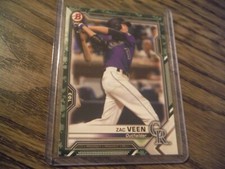 ZAC VEEN - 2021 Bowman GREEN CAMO Prospect card - ROCKIES #BP-3