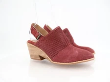 Sofft Womens Sabie Wedge Slingback Mules Booties Red Suede Perforated 11 M