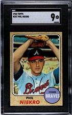 Phil Niekro 1968 Topps Card #257- SGC Graded 9 Mint (Atlanta Braves)