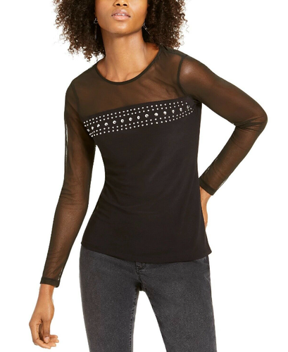 INC International Concepts Women's Illusion Stud Top Black Size S NWT