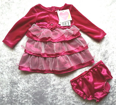 Festtagskleid rosa pink NEU Gr. 74/80 Höschen Kleid Weihnachten Blumenmädchen