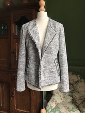 Lovely Lk Bennett Lola Jacket Uk 6 Tweed Boucle Cotton Blend Frayed Edge Design