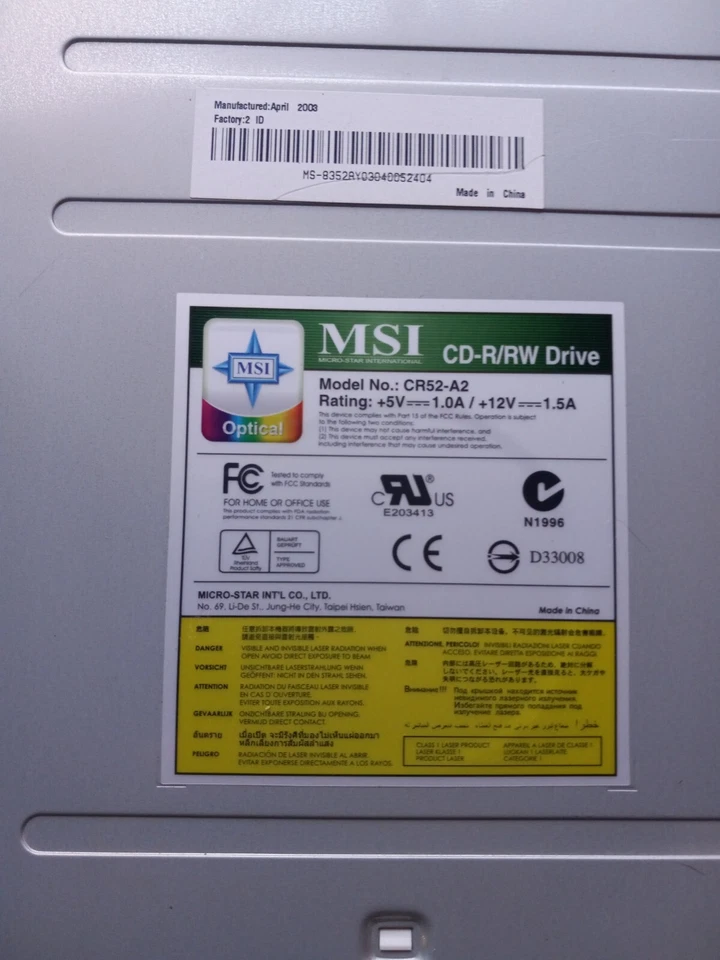 CPU LOT - Sony 3.5" Floppy Drive MPF920-Z, Coolmax V-400, MSI CR52-A2 CD-R/RW - Image 3 of 4