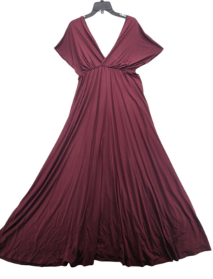 24seven Comfort Apparel Women's Plus Empire Waist V-neck Maxi Dress D207 |  eBay