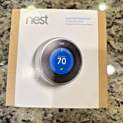 Google Nest Learning Thermostat Compatible with Alexa - Black (Renewed)