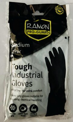 Heavy Duty Rubber Gloves Ramon Pro Guard Medium Tough, DIY (One Pair)  UK