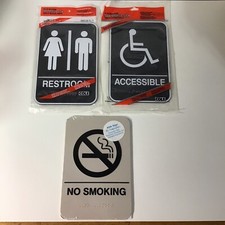 Men  Women's Restroom- Handicap Accessible- No Smoking 9 x 6" ADA Braille Signs