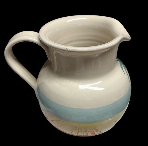 PIER 1 HAND PAINTED IN ITALY PITCHER AND 2 MUGS SUMMER AT THE BEACH - Picture 5 of 8
