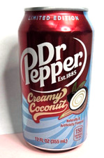 Dr. Pepper Creamy Coconut 🌴 🇺🇸 الولايات المتحدة 355ml Empty Can للمقتنيات